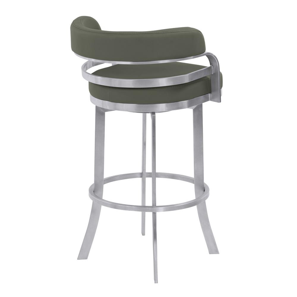 Armen Living  - Prinz 26in Counter Height Swivel Grey Faux Leather and Brushed Stainless Steel Bar Stool - LCPRBAGRBS26 veiw 3