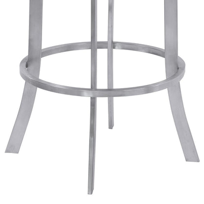 Armen Living  - Prinz 26in Counter Height Swivel Grey Faux Leather and Brushed Stainless Steel Bar Stool - LCPRBAGRBS26 veiw 6