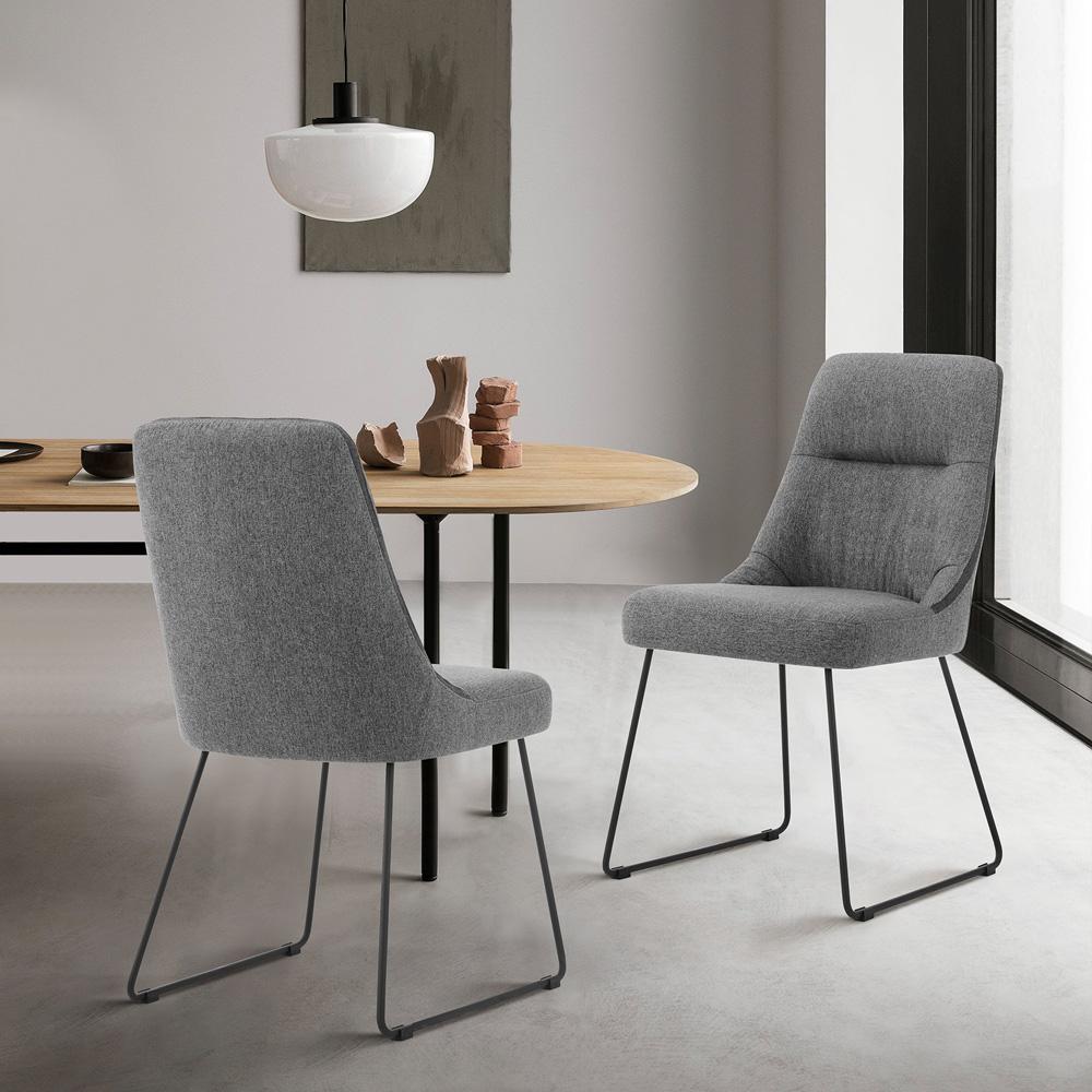 Armen Living - Quartz Gray Fabric and Metal Dining Room Chairs (Set of 2) - LCQRSIGR - CLOSEOUT veiw 7