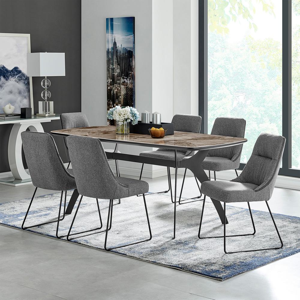 Armen Living - Quartz Gray Fabric and Metal Dining Room Chairs (Set of 2) - LCQRSIGR - CLOSEOUT veiw 8