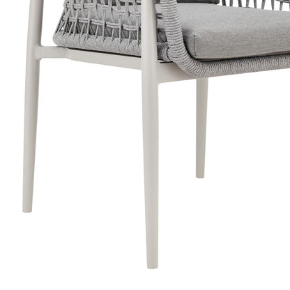Armen Living - Rhodes Outdoor Patio 7 Piece Dining Set in Aluminum with Sintered Stone and Gray Cushions - SETODRH7GRY veiw 6