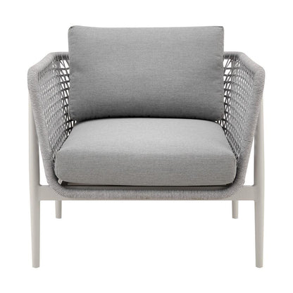 Armen Living - Rhodes Outdoor Patio Armchair in Aluminum with Light Gray Rope and Cushions - LCRHCHLGRY veiw 2