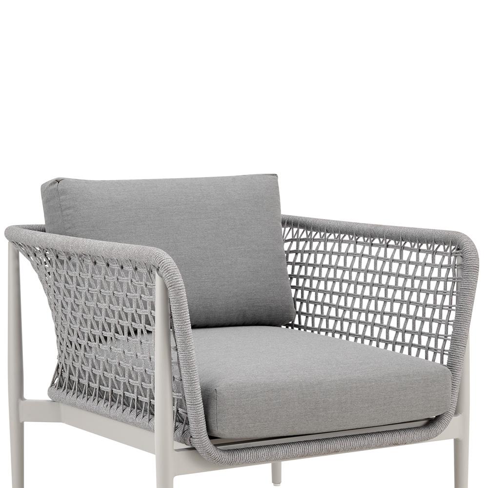 Armen Living - Rhodes Outdoor Patio Armchair in Aluminum with Light Gray Rope and Cushions - LCRHCHLGRY veiw 4