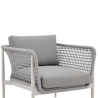 Armen Living - Rhodes Outdoor Patio Armchair in Aluminum with Light Gray Rope and Cushions - LCRHCHLGRY veiw 4