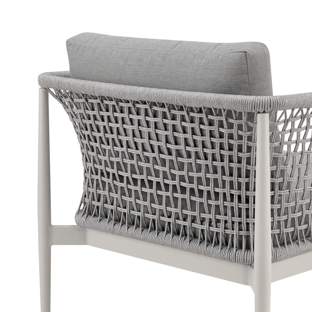 Armen Living - Rhodes Outdoor Patio Armchair in Aluminum with Light Gray Rope and Cushions - LCRHCHLGRY veiw 5