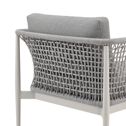Armen Living - Rhodes Outdoor Patio Armchair in Aluminum with Light Gray Rope and Cushions - LCRHCHLGRY veiw 5