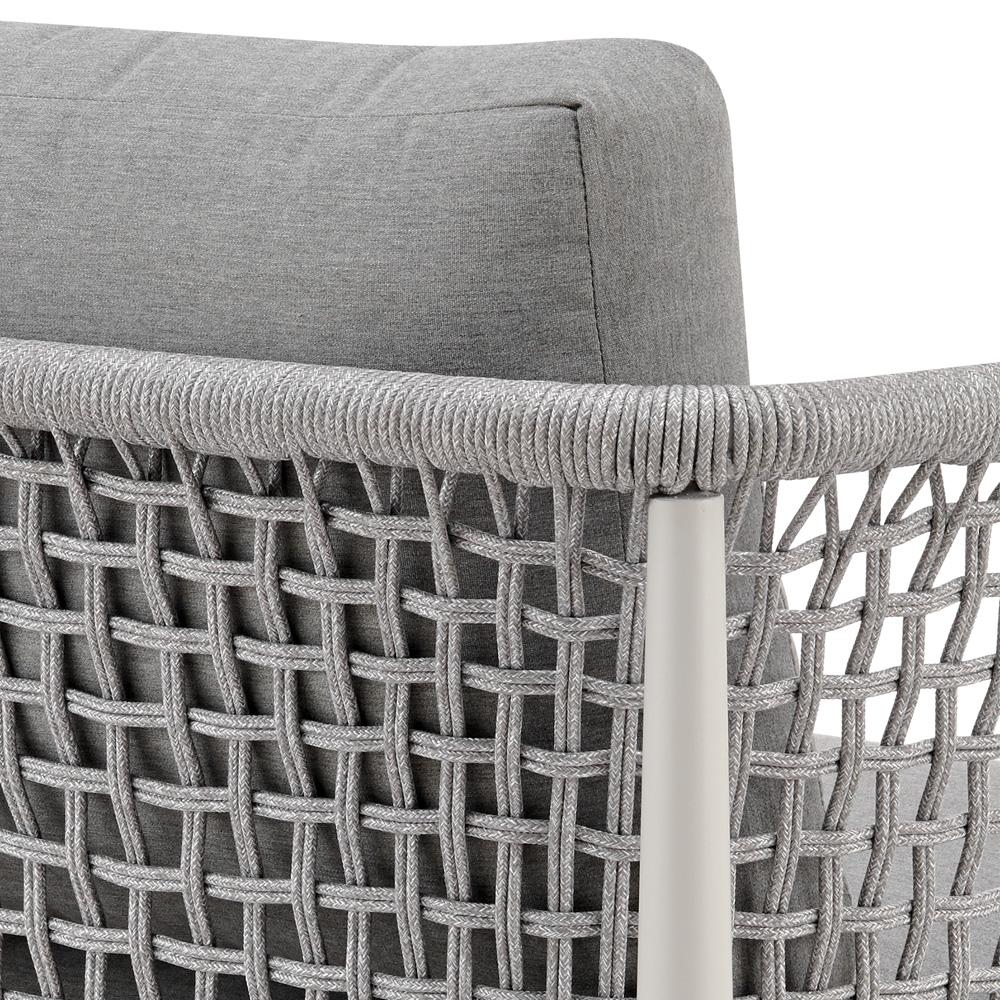 Armen Living - Rhodes Outdoor Patio Armchair in Aluminum with Light Gray Rope and Cushions - LCRHCHLGRY veiw 6