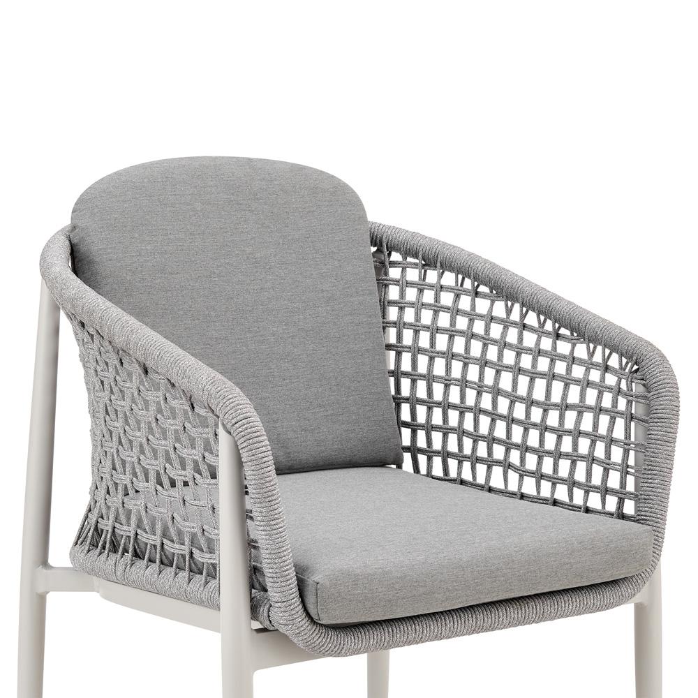 Armen Living - Rhodes Outdoor Patio Dining Chair in Aluminum with Light Gray Rope and Cushions - Set of 2 - LCRHSILGRY veiw 5