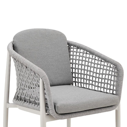 Armen Living - Rhodes Outdoor Patio Dining Chair in Aluminum with Light Gray Rope and Cushions - Set of 2 - LCRHSILGRY veiw 5