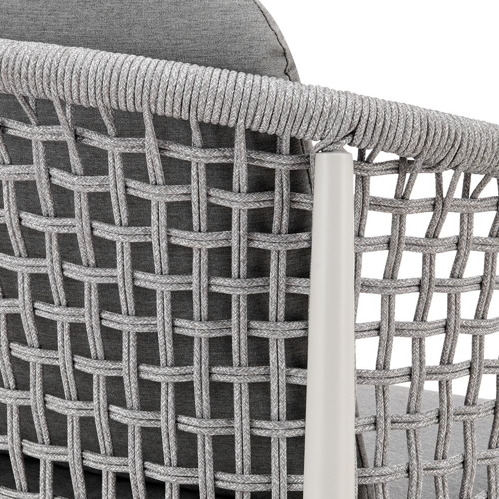 Armen Living - Rhodes Outdoor Patio Dining Chair in Aluminum with Light Gray Rope and Cushions - Set of 2 - LCRHSILGRY veiw 7