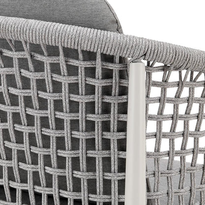 Armen Living - Rhodes Outdoor Patio Dining Chair in Aluminum with Light Gray Rope and Cushions - Set of 2 - LCRHSILGRY veiw 7