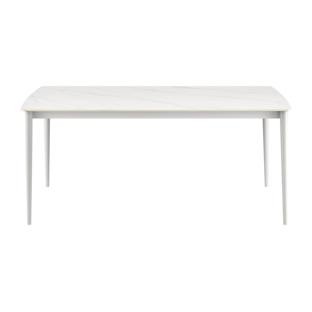 Armen Living - Rhodes Outdoor Patio Rectangular Dining Table in Snowy Sintered Stone and Porcelain Finish - LCRHDILGRY veiw 1