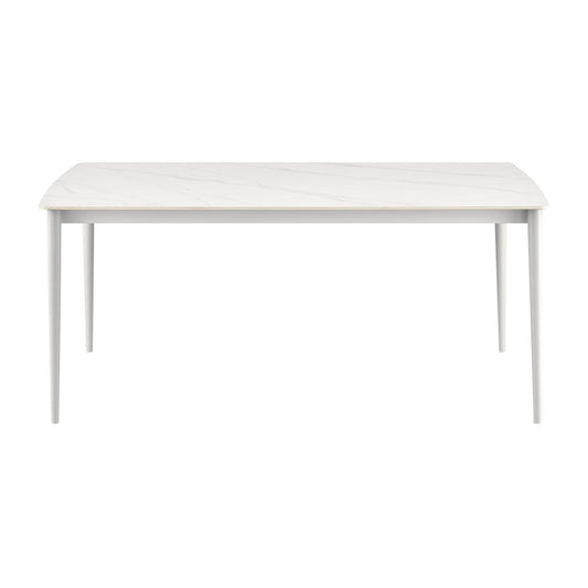Armen Living - Rhodes Outdoor Patio Rectangular Dining Table in Snowy Sintered Stone and Porcelain Finish - LCRHDILGRY veiw 1