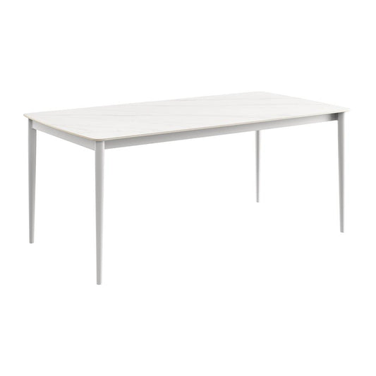Armen Living - Rhodes Outdoor Patio Rectangular Dining Table in Snowy Sintered Stone and Porcelain Finish - LCRHDILGRY veiw 2