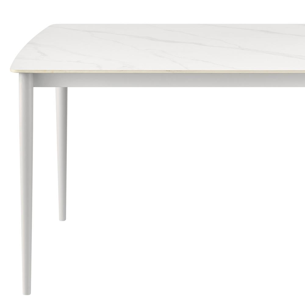 Armen Living - Rhodes Outdoor Patio Rectangular Dining Table in Snowy Sintered Stone and Porcelain Finish - LCRHDILGRY veiw 3
