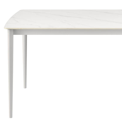 Armen Living - Rhodes Outdoor Patio Rectangular Dining Table in Snowy Sintered Stone and Porcelain Finish - LCRHDILGRY veiw 3