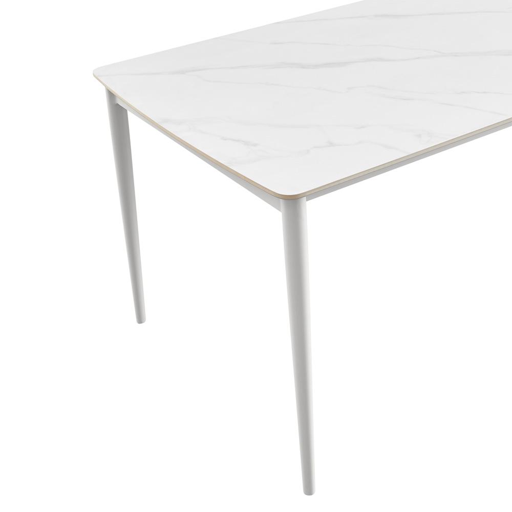 Armen Living - Rhodes Outdoor Patio Rectangular Dining Table in Snowy Sintered Stone and Porcelain Finish - LCRHDILGRY veiw 4