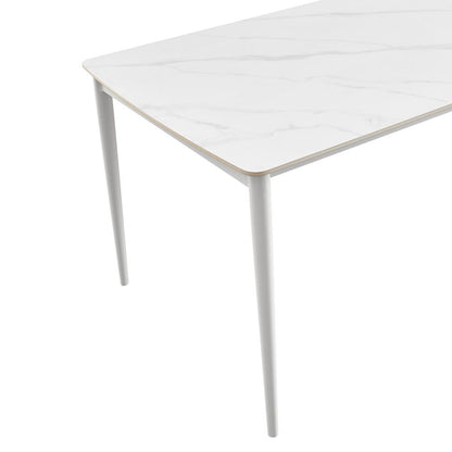 Armen Living - Rhodes Outdoor Patio Rectangular Dining Table in Snowy Sintered Stone and Porcelain Finish - LCRHDILGRY veiw 4