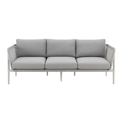 Armen Living - Rhodes Outdoor Patio Sofa in Aluminum with Light Gray Rope and Cushions - LCRHSOLGRY veiw 1