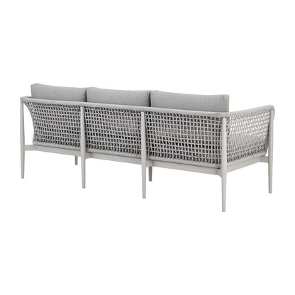 Armen Living - Rhodes Outdoor Patio Sofa in Aluminum with Light Gray Rope and Cushions - LCRHSOLGRY veiw 3
