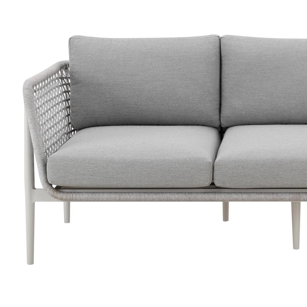 Armen Living - Rhodes Outdoor Patio Sofa in Aluminum with Light Gray Rope and Cushions - LCRHSOLGRY veiw 4