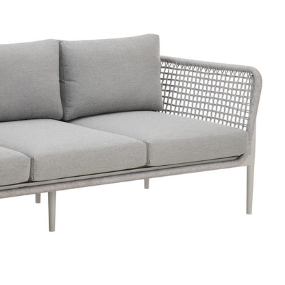 Armen Living - Rhodes Outdoor Patio Sofa in Aluminum with Light Gray Rope and Cushions - LCRHSOLGRY veiw 5
