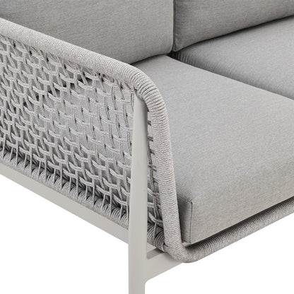Armen Living - Rhodes Outdoor Patio Sofa in Aluminum with Light Gray Rope and Cushions - LCRHSOLGRY veiw 6