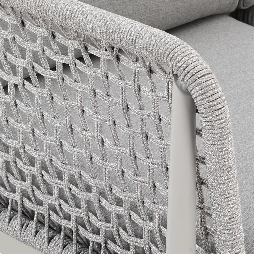 Armen Living - Rhodes Outdoor Patio Sofa in Aluminum with Light Gray Rope and Cushions - LCRHSOLGRY veiw 7