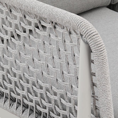 Armen Living - Rhodes Outdoor Patio Sofa in Aluminum with Light Gray Rope and Cushions - LCRHSOLGRY veiw 7