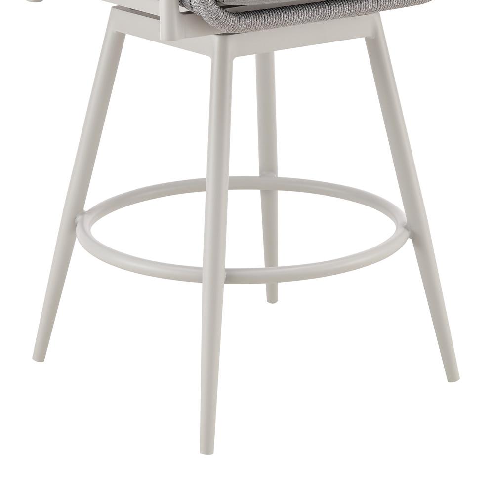 Armen Living - Rhodes Outdoor Patio Swivel Bar Stool in Aluminum with Light Gray Rope and Cushions - LCRHBALGRY30 veiw 7