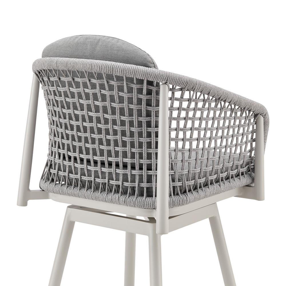 Armen Living - Rhodes Outdoor Patio Swivel Counter Stool in Aluminum with Light Gray Rope and Cushions - LCRHBALGRY26 veiw 5