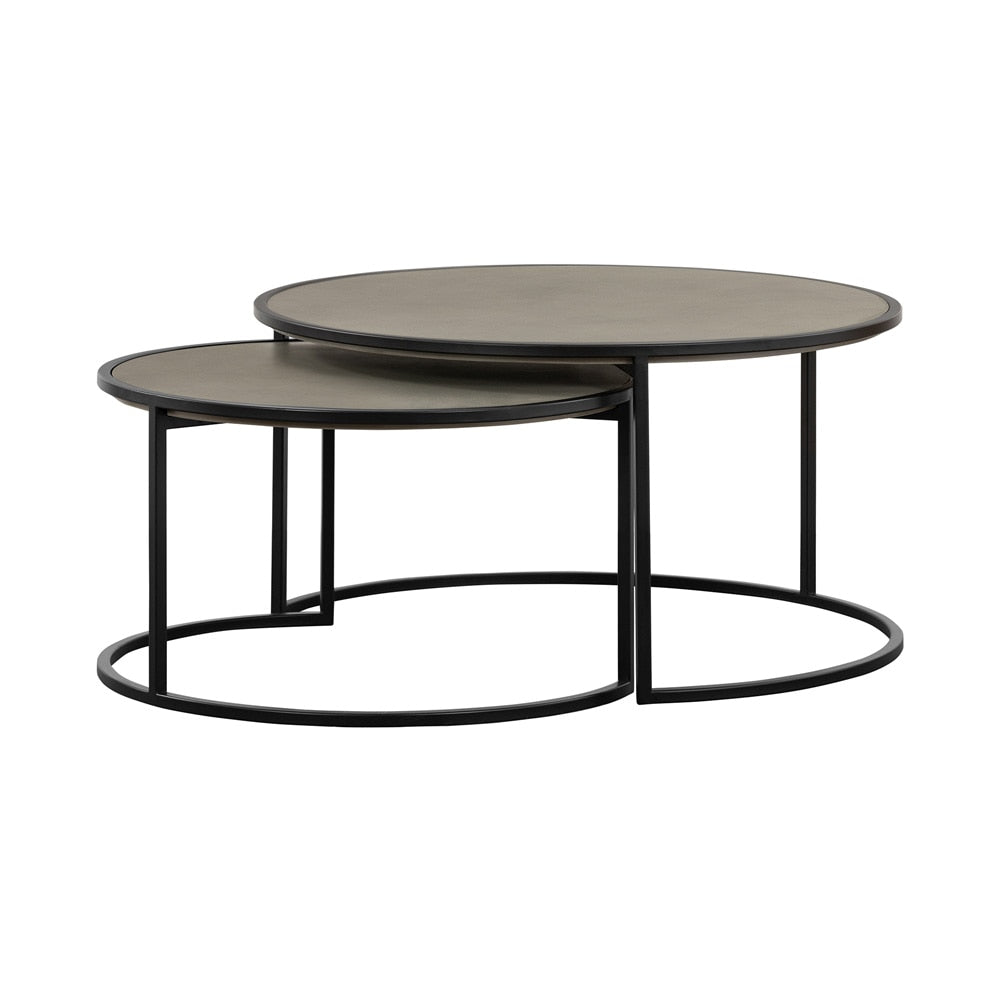 Armen Living - Rina Concrete and Black Metal 2 Piece Nesting Coffee Table Set - LCRICOCCGR veiw 1