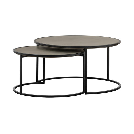 Armen Living - Rina Concrete and Black Metal 2 Piece Nesting Coffee Table Set - LCRICOCCGR veiw 1