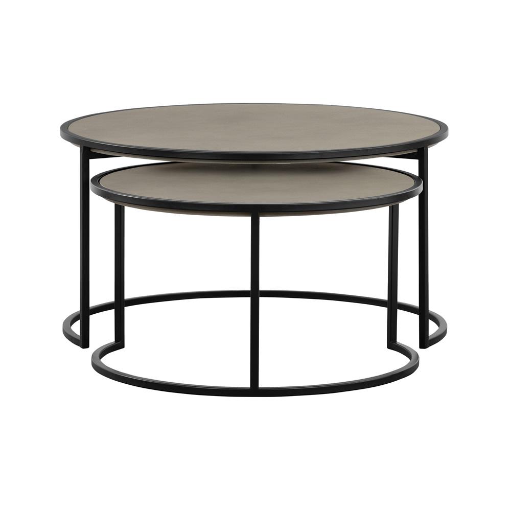 Armen Living - Rina Concrete and Black Metal 2 Piece Nesting Coffee Table Set - LCRICOCCGR veiw 2