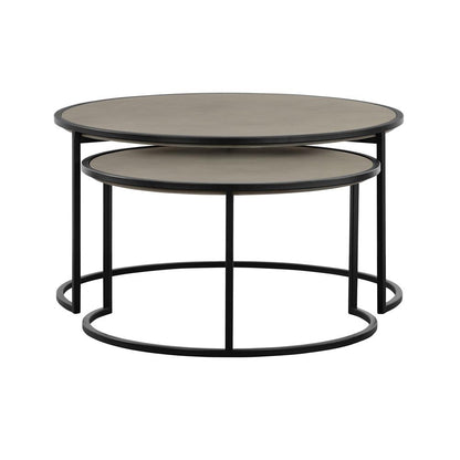 Armen Living - Rina Concrete and Black Metal 2 Piece Nesting Coffee Table Set - LCRICOCCGR veiw 2