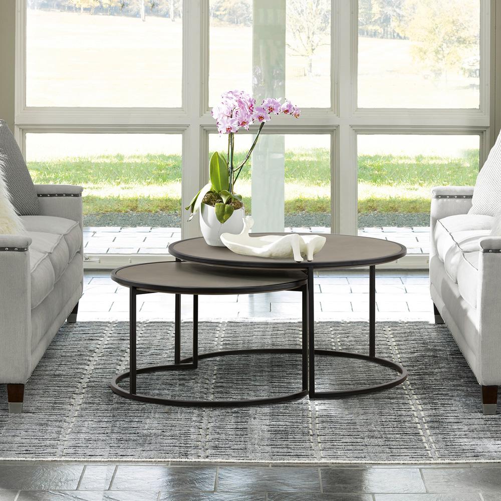 Armen Living - Rina Concrete and Black Metal 2 Piece Nesting Coffee Table Set - LCRICOCCGR veiw 7