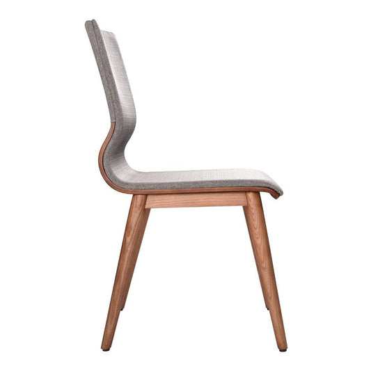Armen Living - Robin Mid-Century Dining Chair in Walnut Finish and Gray Fabric (Set of 2) - LCRBSIGR veiw 2