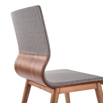 Armen Living - Robin Mid-Century Dining Chair in Walnut Finish and Gray Fabric (Set of 2) - LCRBSIGR veiw 5