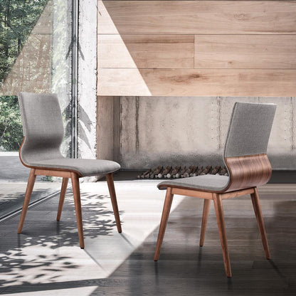 Armen Living - Robin Mid-Century Dining Chair in Walnut Finish and Gray Fabric (Set of 2) - LCRBSIGR veiw 9