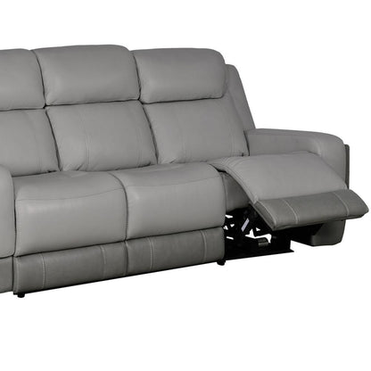Armen Living - Rosalyn 87in Zero Gravity Power Reclining Sofa with Dropdown Console in Silver and Gray Leather - LCRO3LSI veiw 3