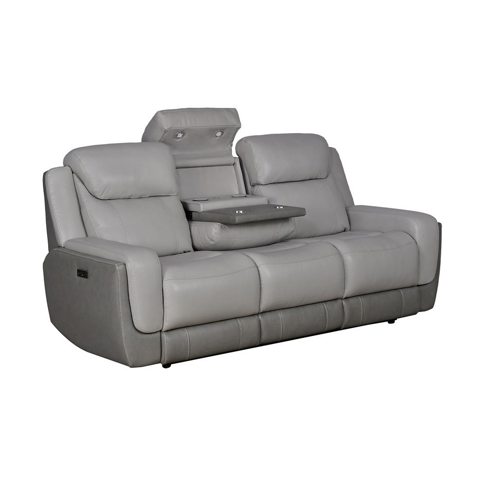 Armen Living - Rosalyn 87in Zero Gravity Power Reclining Sofa with Dropdown Console in Silver and Gray Leather - LCRO3LSI veiw 4