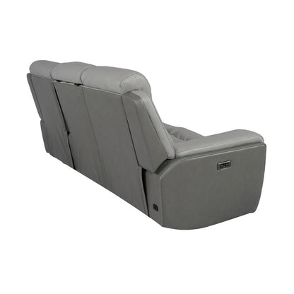 Armen Living - Rosalyn 87in Zero Gravity Power Reclining Sofa with Dropdown Console in Silver and Gray Leather - LCRO3LSI veiw 5