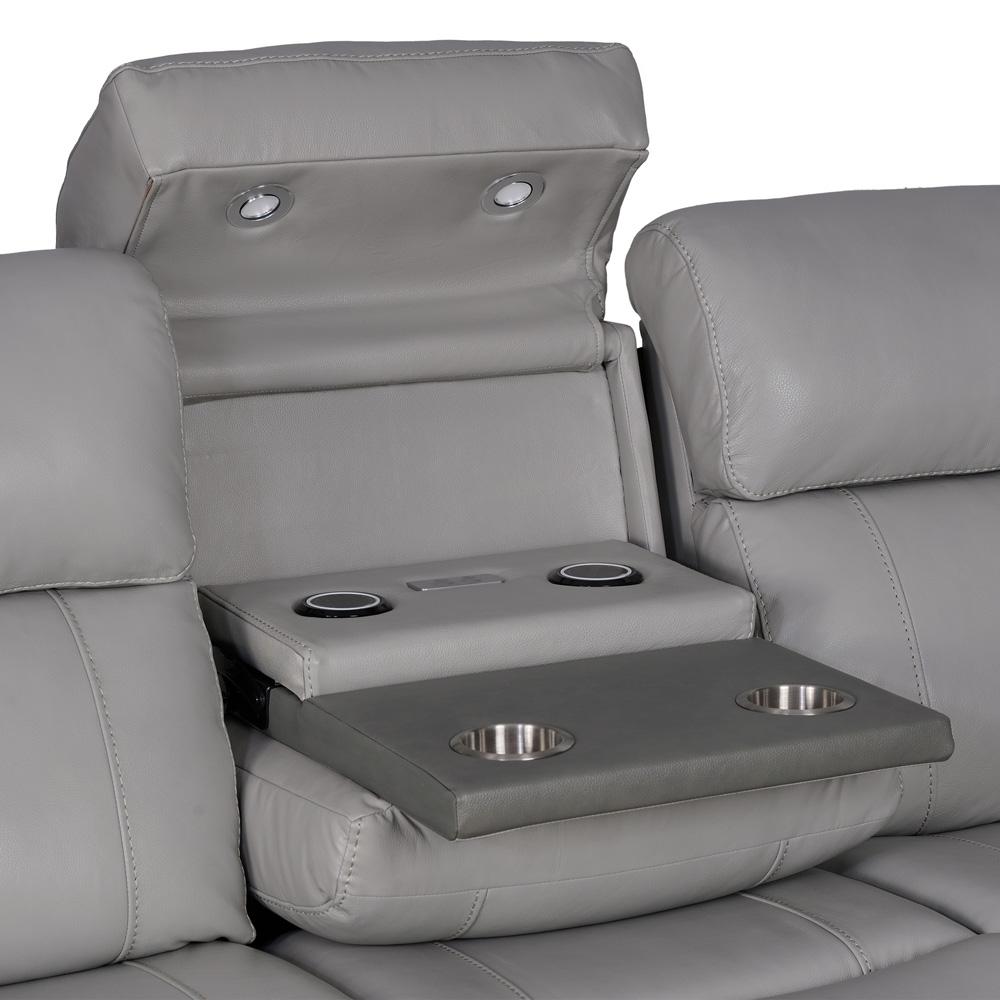 Armen Living - Rosalyn 87in Zero Gravity Power Reclining Sofa with Dropdown Console in Silver and Gray Leather - LCRO3LSI veiw 7
