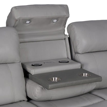 Armen Living - Rosalyn 87in Zero Gravity Power Reclining Sofa with Dropdown Console in Silver and Gray Leather - LCRO3LSI veiw 7