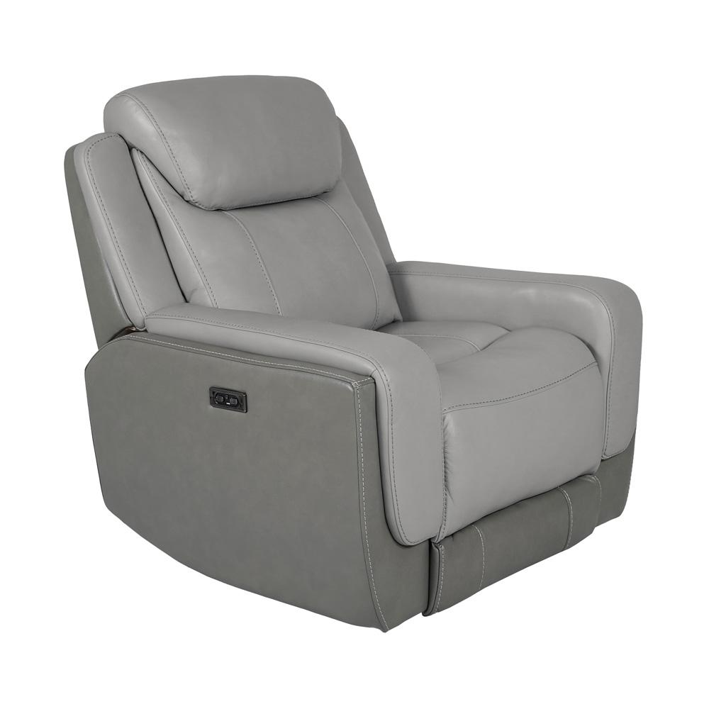 Armen Living - Rosalyn Zero Gravity Power Recliner in Silver and Gray Leather with Power Headrest - LCRO1LSI veiw 1