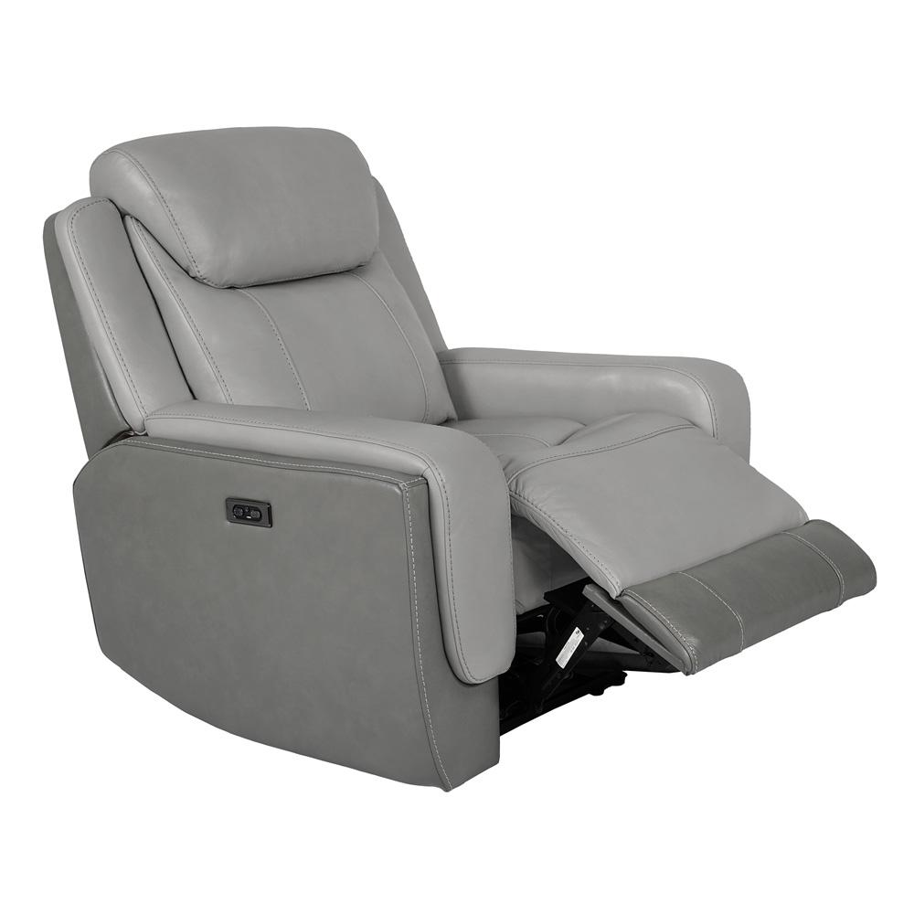 Armen Living - Rosalyn Zero Gravity Power Recliner in Silver and Gray Leather with Power Headrest - LCRO1LSI veiw 2