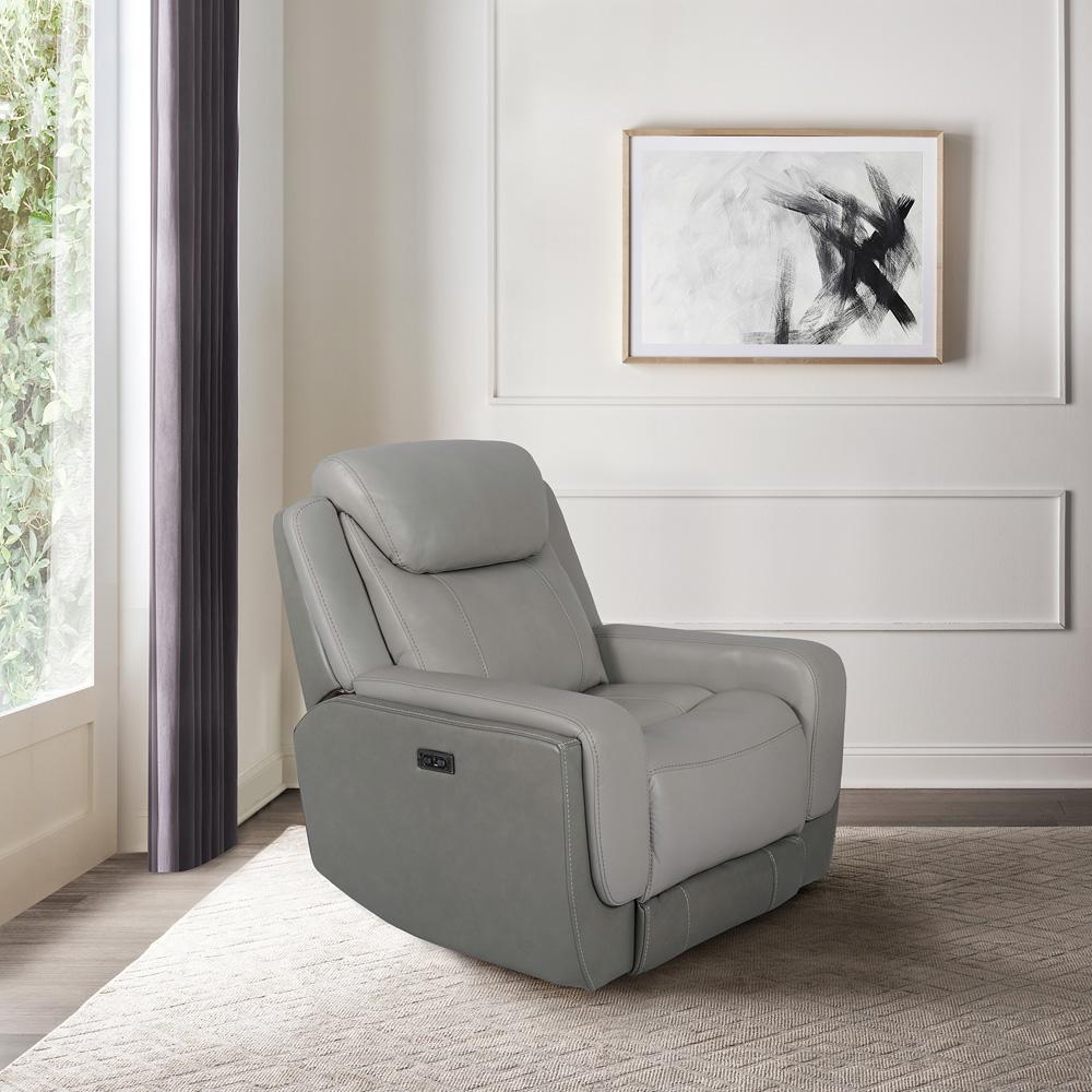 Armen Living - Rosalyn Zero Gravity Power Recliner in Silver and Gray Leather with Power Headrest - LCRO1LSI veiw 8