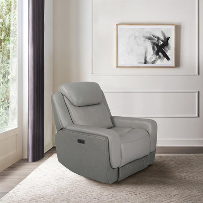 Armen Living - Rosalyn Zero Gravity Power Recliner in Silver and Gray Leather with Power Headrest - LCRO1LSI veiw 8