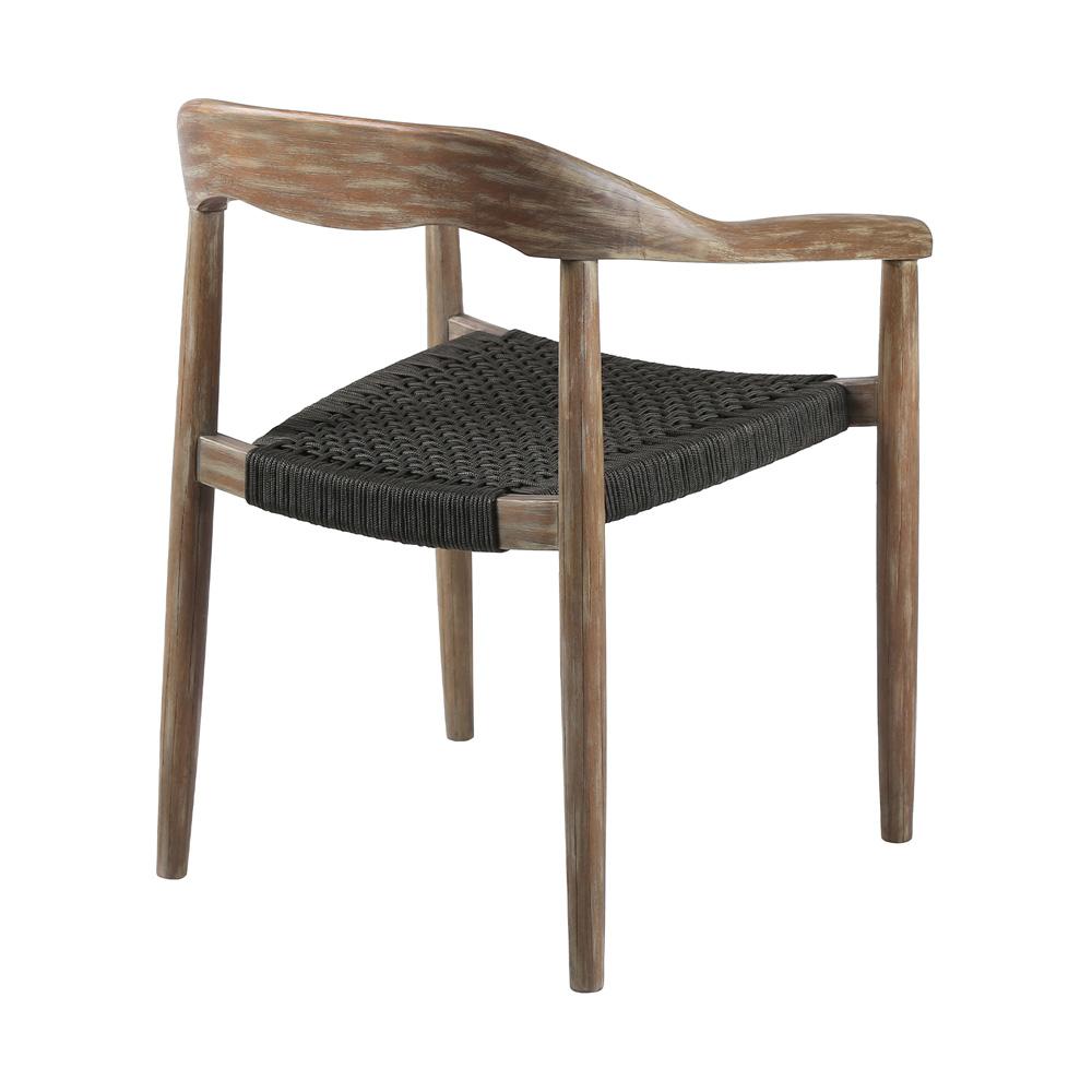 Armen Living - Santo Indoor Outdoor Stackable Dining Chair in Eucalyptus Wood with Charcoal Rope (Set of 2) - LCSASICHR veiw 3