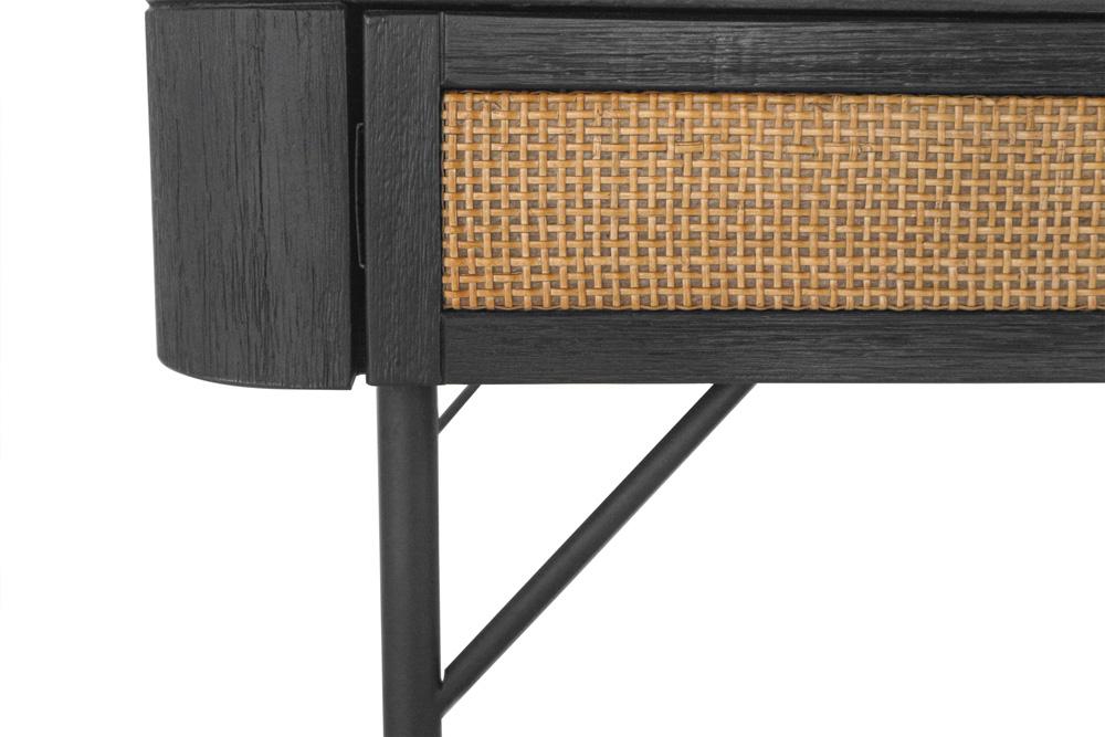 Armen Living - Saratoga 2 Drawer Desk in Black Acacia with Rattan - LCSRDEBL veiw 5